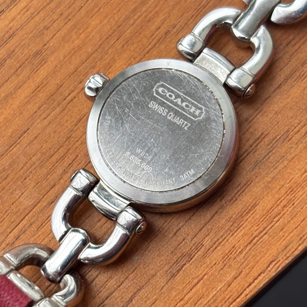 Coach Watch with Burgundy Leather Strap - Picture 3 of 4